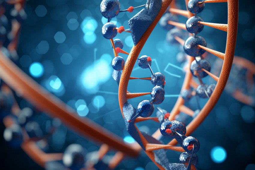 A photo of a blue DNA, healthcare stock image