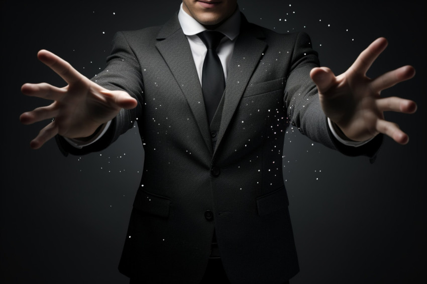 A man in a business suit with his arms out, seo stock images for marketing campaigns