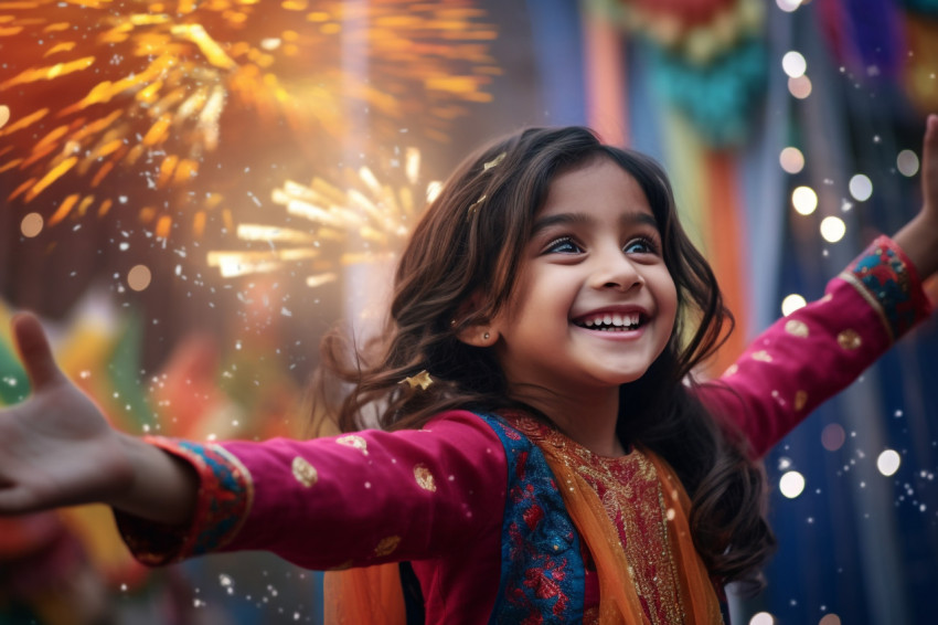 A photo of kids having fun at the Diwali festival