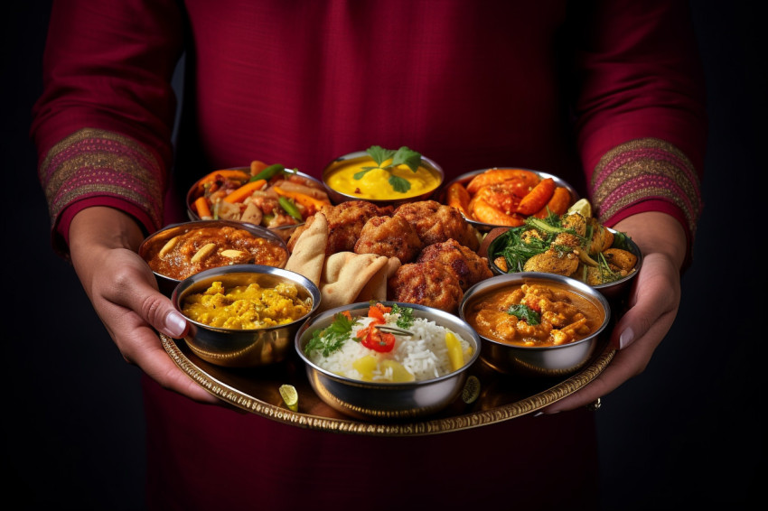 A picture of two people in love holding a plate for Hindu prayer A picture of two people in love holding a plate for Hindu prayer