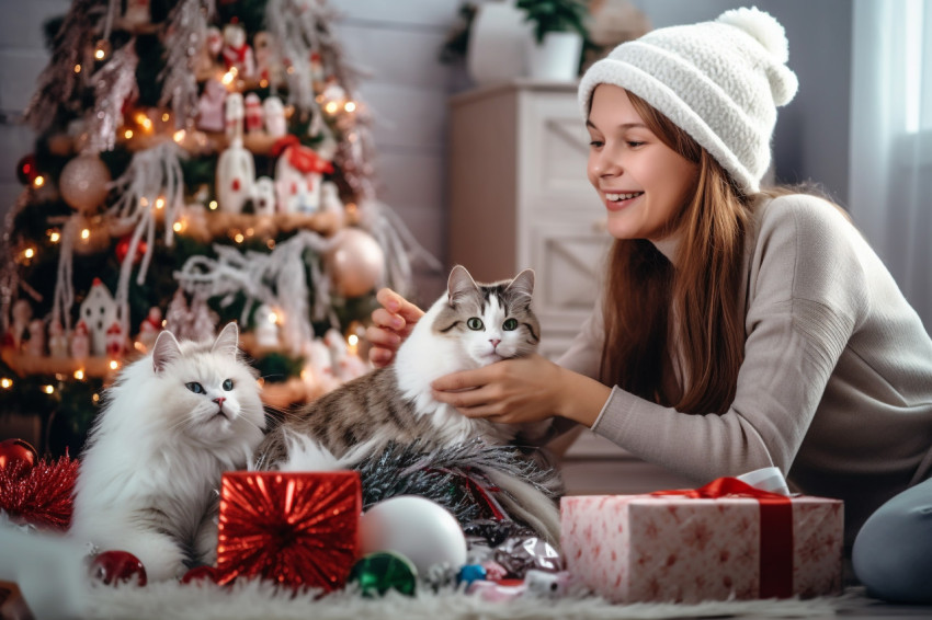 A photo of a mom and daughter having fun decorating the living r