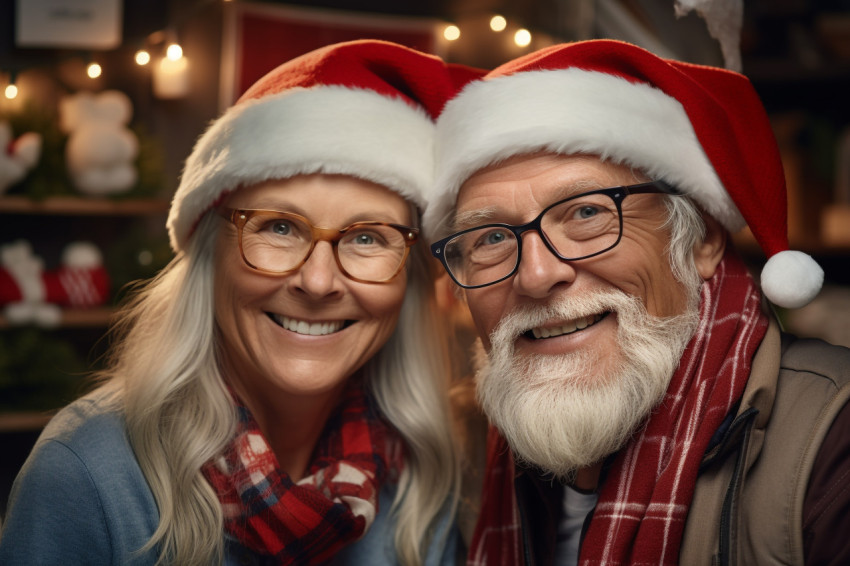 A picture of a man and woman who are prepared for Christmas