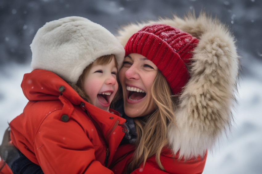 A photo of a happy, loving mother and her daughter having fun an