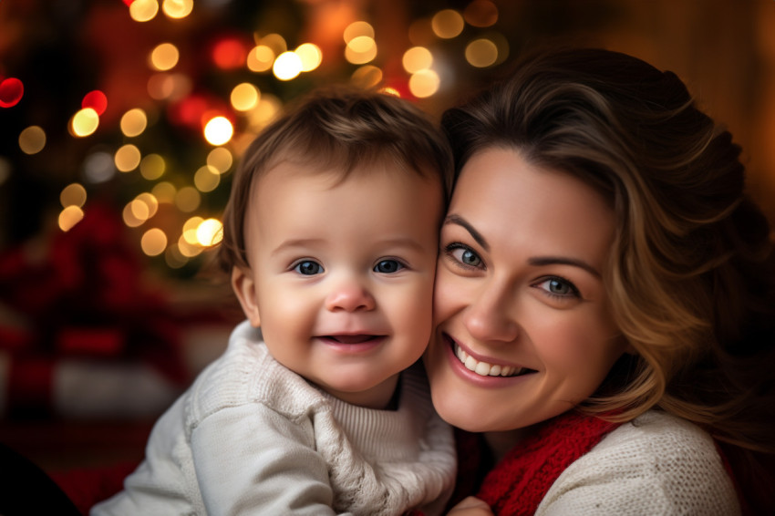 A picture of a happy mother and her cute baby celebrating Christ