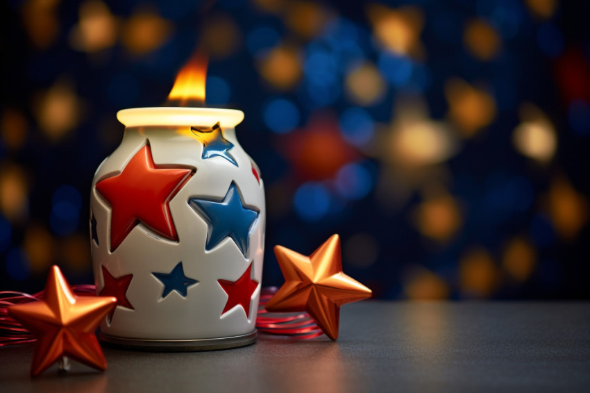 A picture of a Christmas lamp with a shooting star in the backgr A picture of a Christmas lamp with a shooting star in the backgr