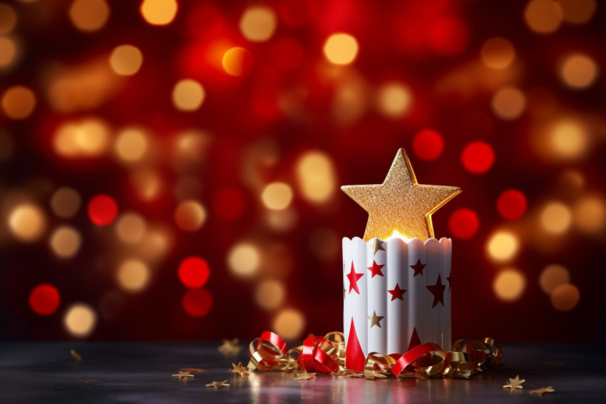 A picture of a Christmas lamp with a shooting star in the backgr A picture of a Christmas lamp with a shooting star in the backgr