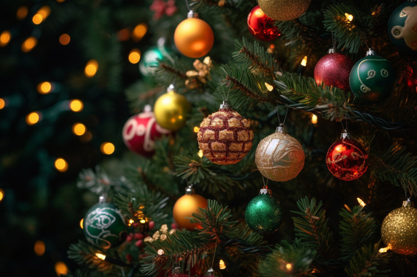 A photo of a Christmas tree with decorations