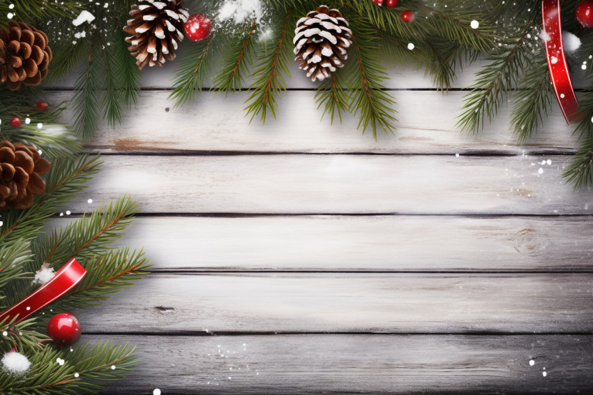 A picture of a Christmas border made of fir branches and an orna