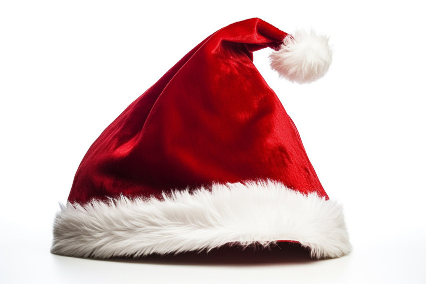 A picture of Santas red hat by itself on a white background