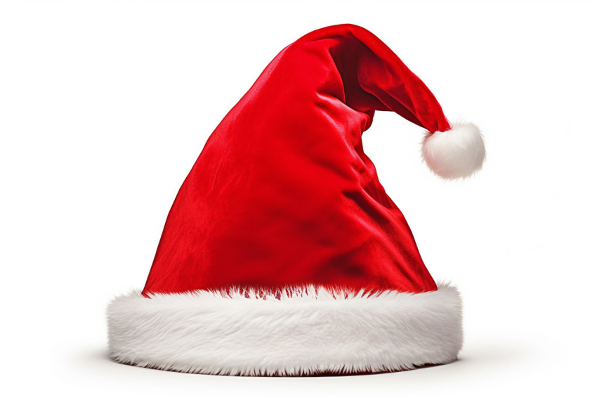 A picture of Santas red hat by itself on a white background