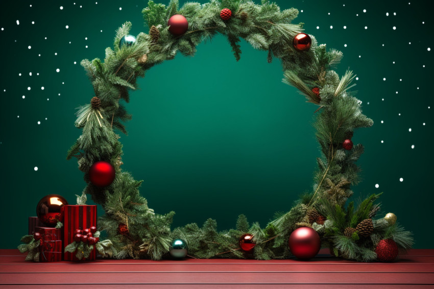 A simple photo of a Christmas podium with products on it for a h