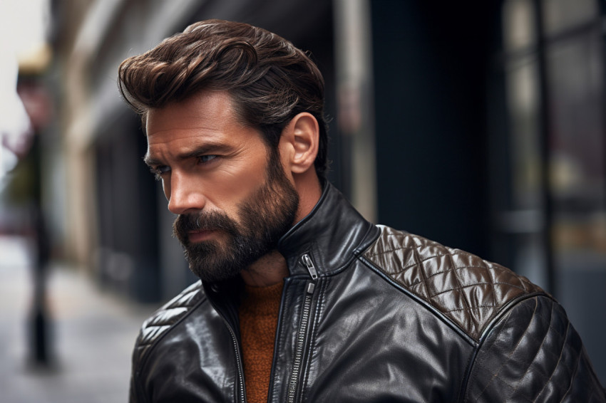 Picture of a stylish man in a leather jacket