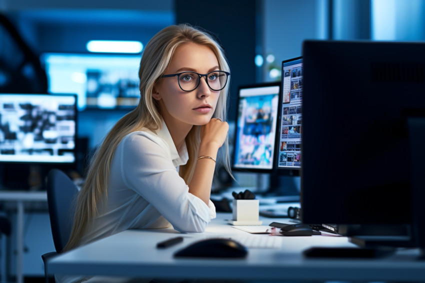 Picture of a young woman at work