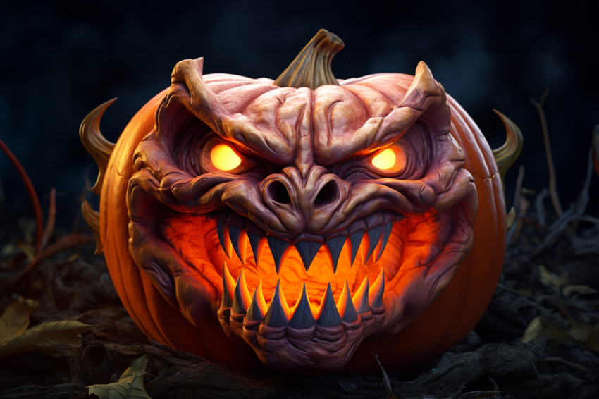 A picture of a scary pumpkin with a wicked smile for Halloween