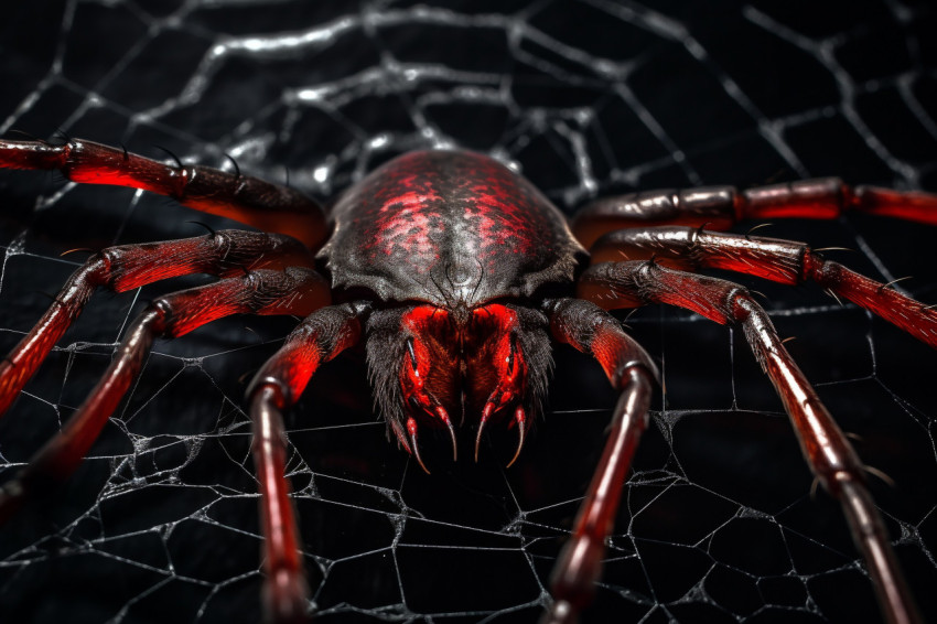 A picture of a fake spider web used as a Halloween decoration, w