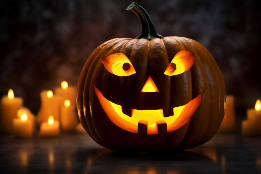 Picture of a carved pumpkin with a smiley face for a family holi