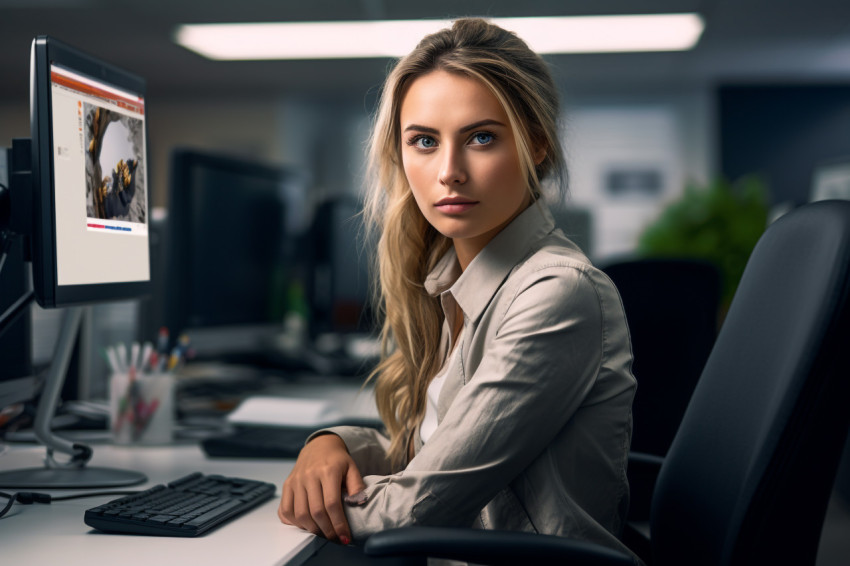 Picture of a young woman at work, business and corporate inside