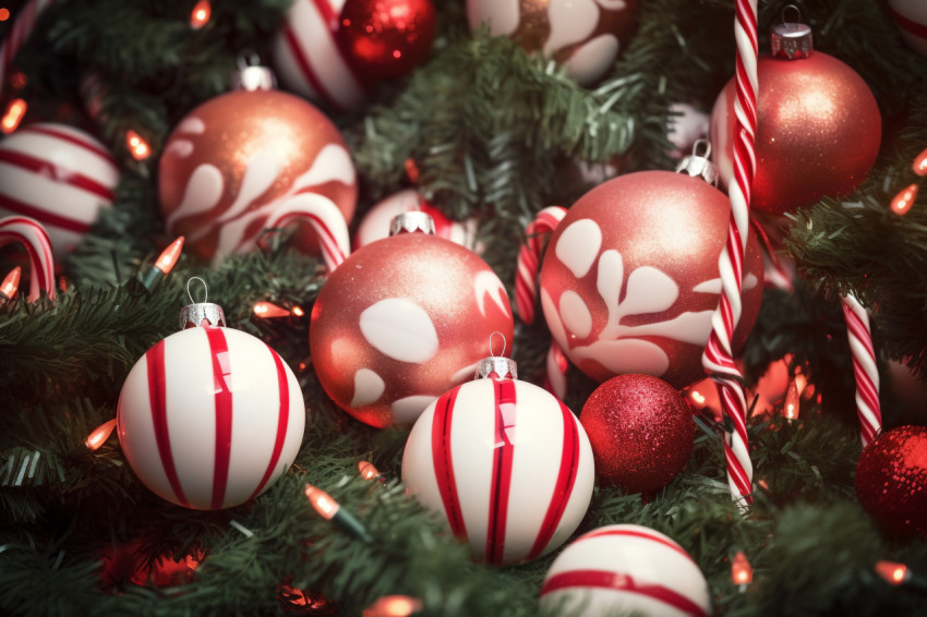 Picture of an old fashioned christmas scene with red and white b