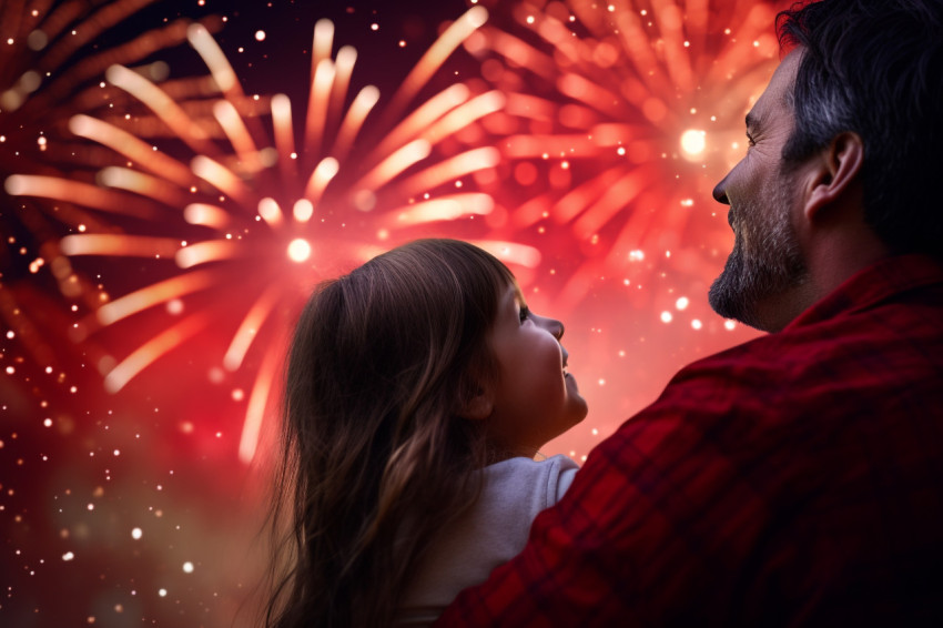 A father and daughter celebrate the start of the new year togeth