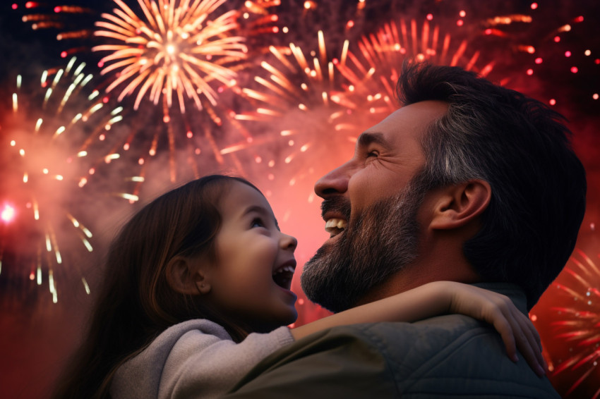 A father and daughter celebrate the start of the new year togeth