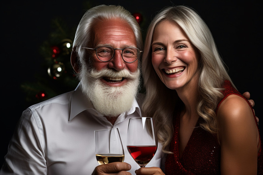 A picture of a happy couple holding glasses of sparkling wine