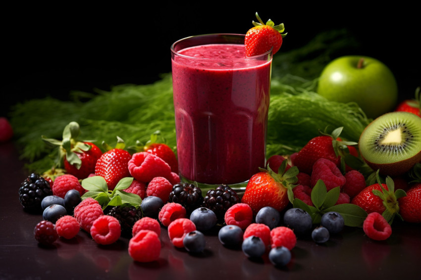 A photo of a smoothie made with berries and vegetables a healthy