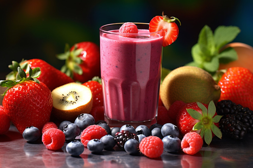 A photo of a smoothie made with berries and vegetables a healthy