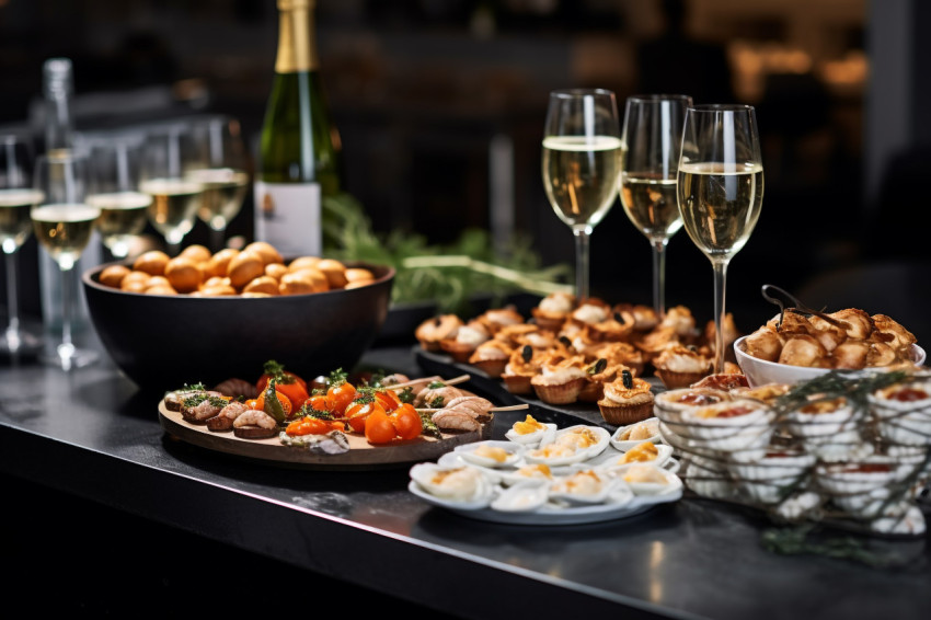 Restaurant catering services that offer snacks and wine