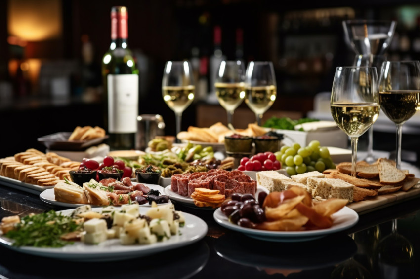 Restaurant catering services that offer snacks and wine