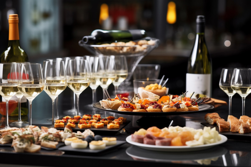 Restaurant catering services that offer snacks and wine