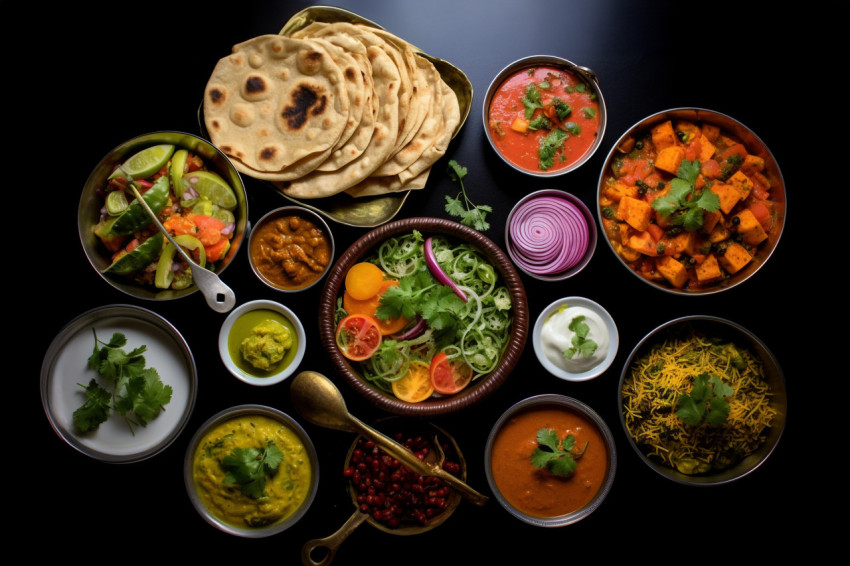 A photo of Indian food and many different Mexican dishes