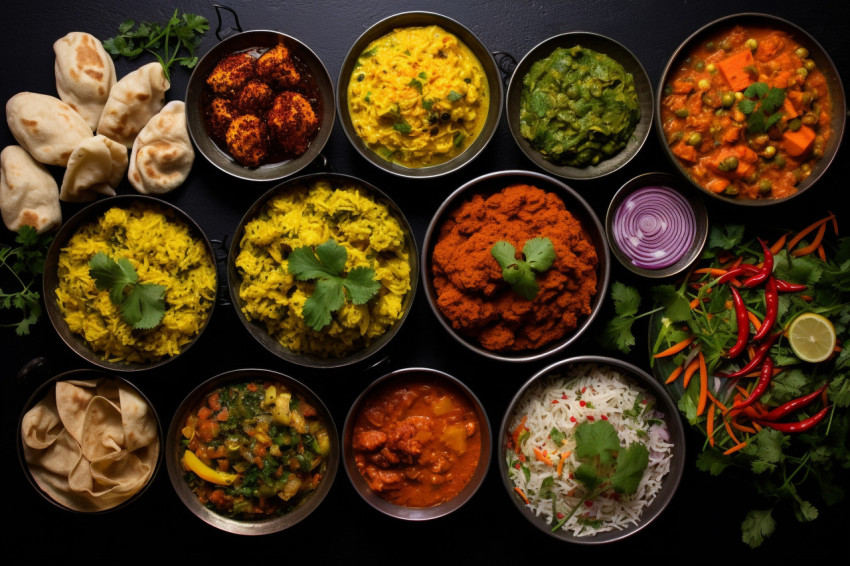 A photo of Indian food and many different Mexican dishes