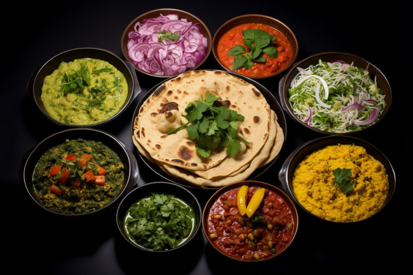 A photo of Indian food and many different Mexican dishes