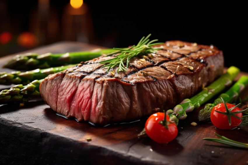 A picture of a ribeye steak that has been cooked on a grill with