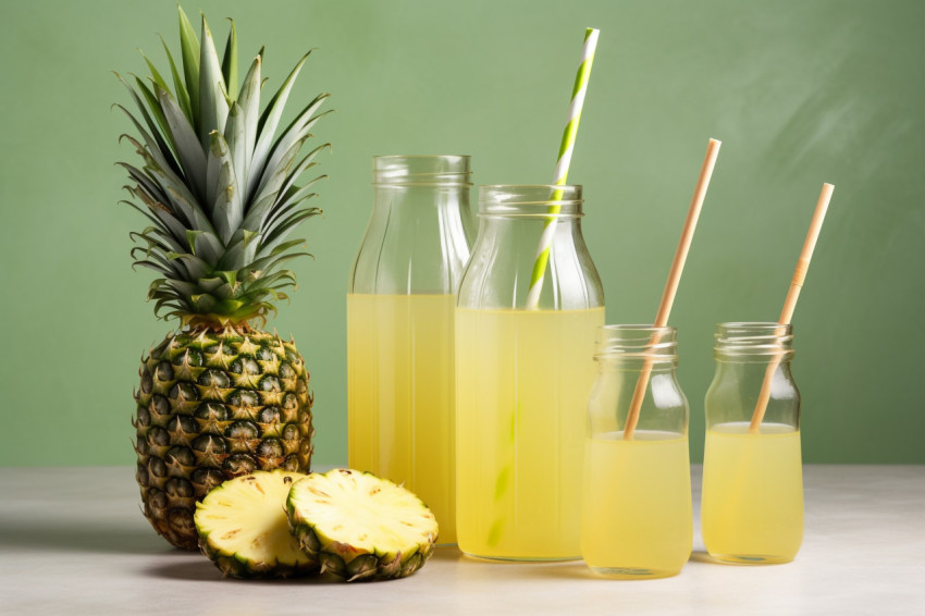 A picture of a pineapple drink called tepache in reusable glass