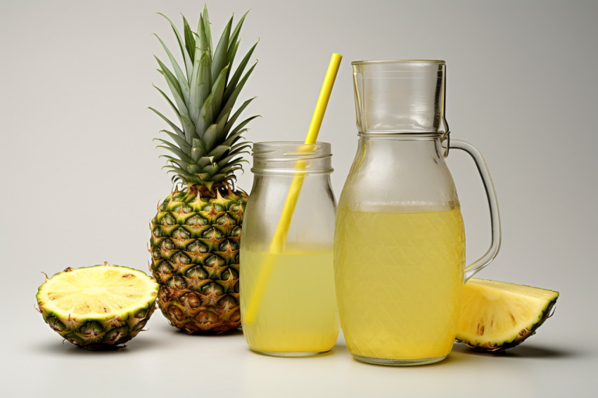 A picture of a pineapple drink called tepache in reusable glass