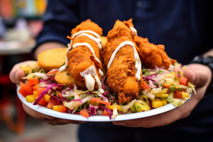 A picture of people eating street food while they are traveling