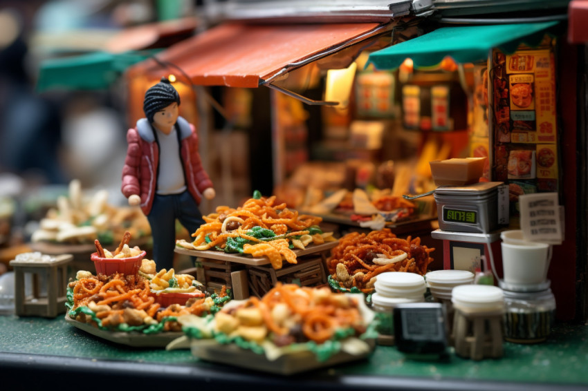 A picture of people eating street food while they are traveling