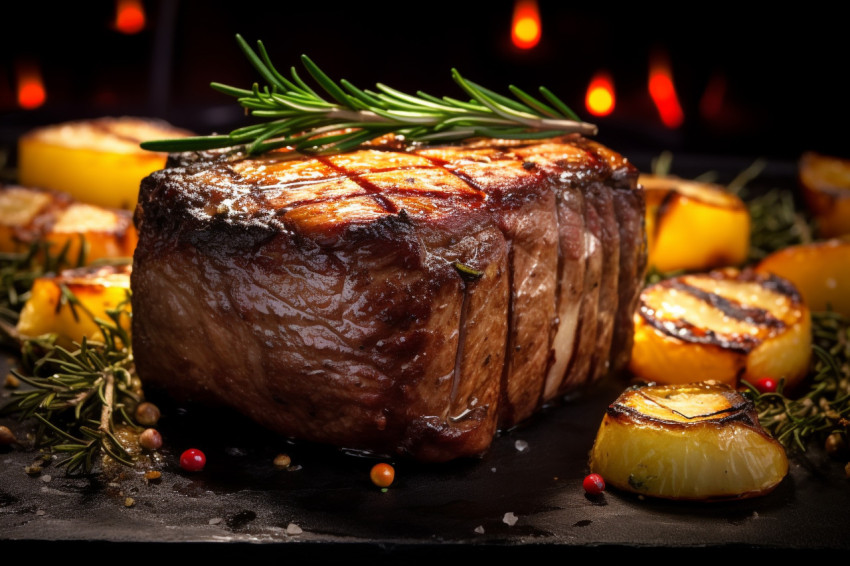 Picture of a grilled steak with roasted potato