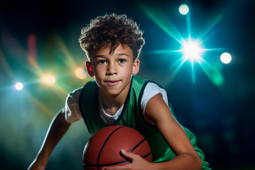 Picture of a young basketball player dribbling the ball