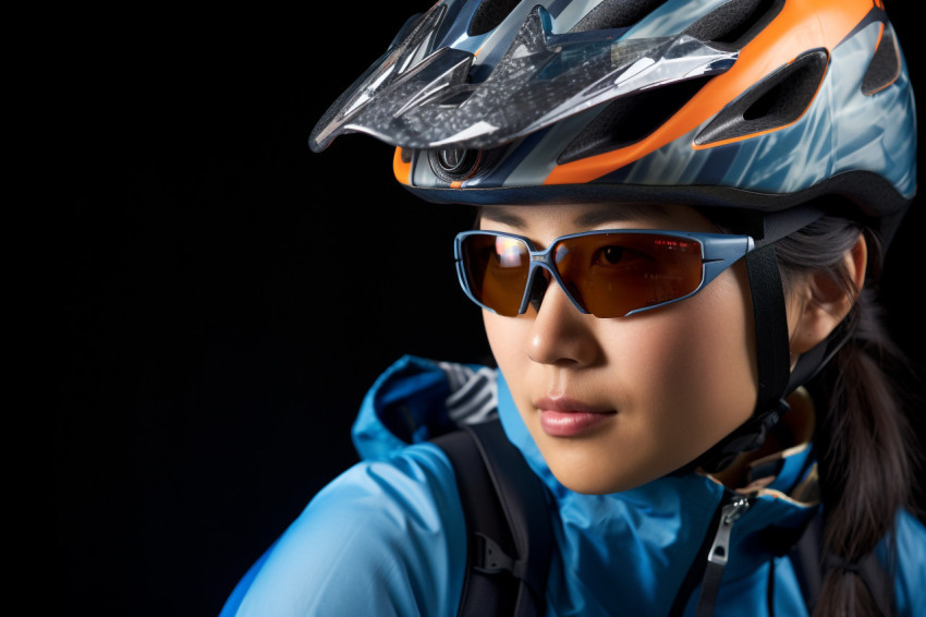 A picture of a woman from asia riding a bicycle