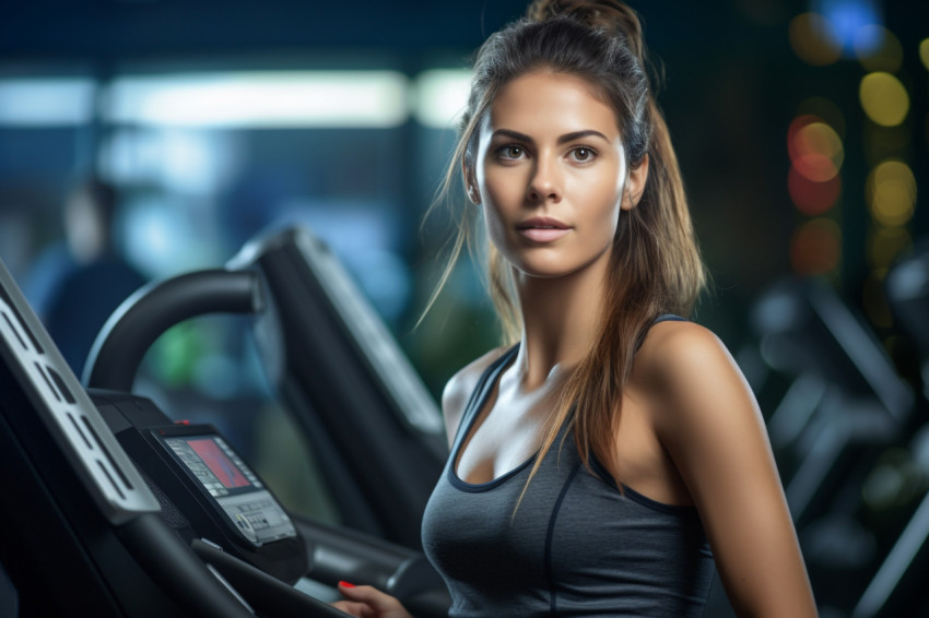 Picture of a young woman exercising inside