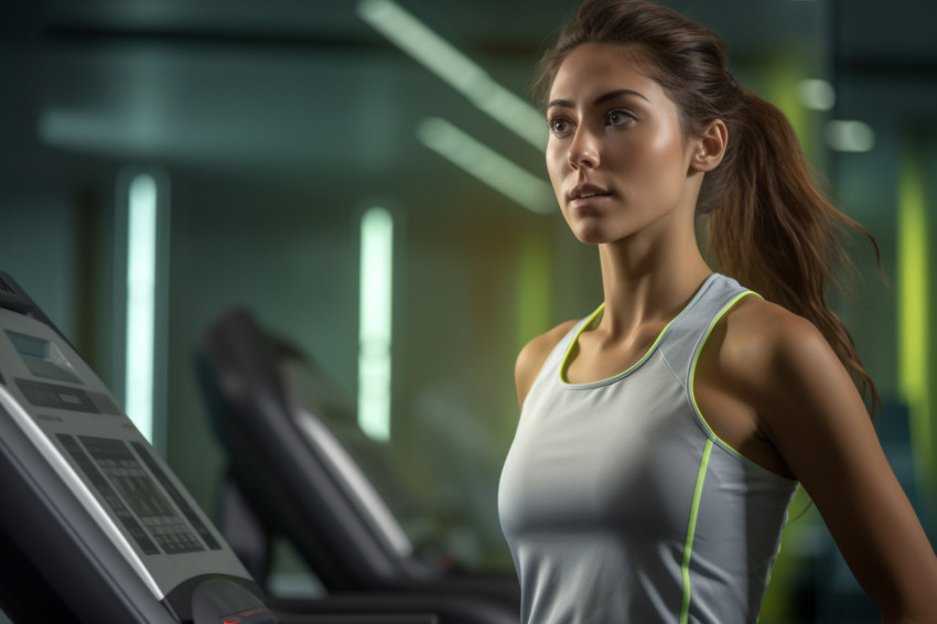 Picture of a young woman exercising inside