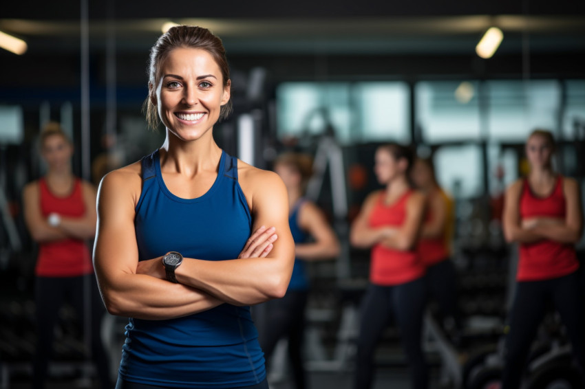 Picture of a smiling coach with her arms folded