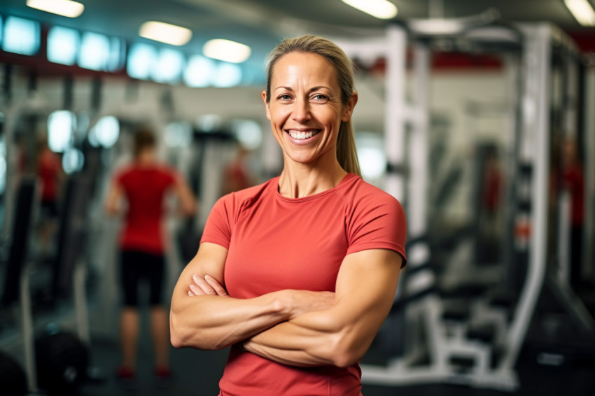 Picture of a smiling coach with her arms folded