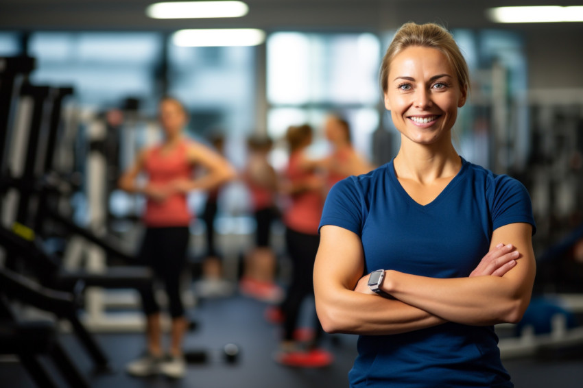 Picture of a smiling coach with her arms folded