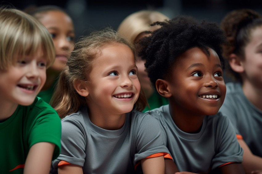 A picture of kids having fun in class