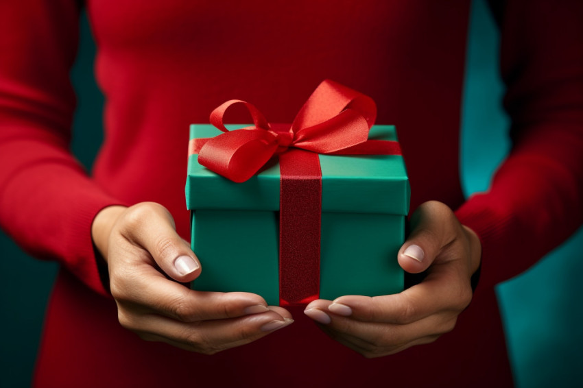 A picture of a woman giving a gift