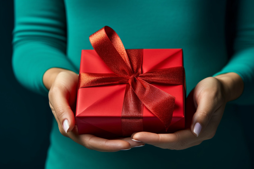 A picture of a woman giving a gift