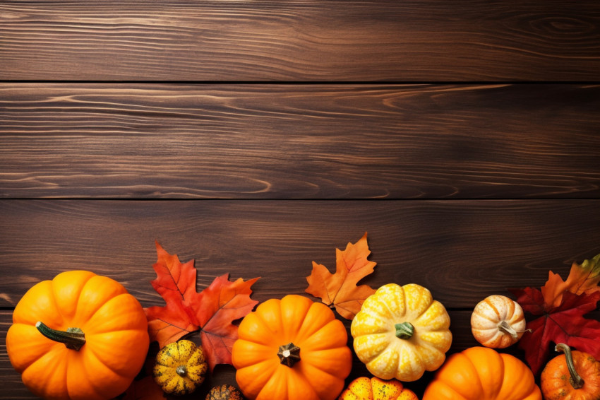 A picture of a Thanksgiving or fall holiday scene taken from above